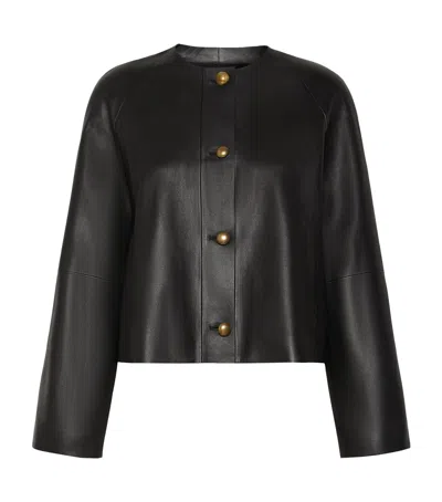 Max Mara Leather Jacket In Black