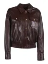 Max Mara Leather Jacket In Brown