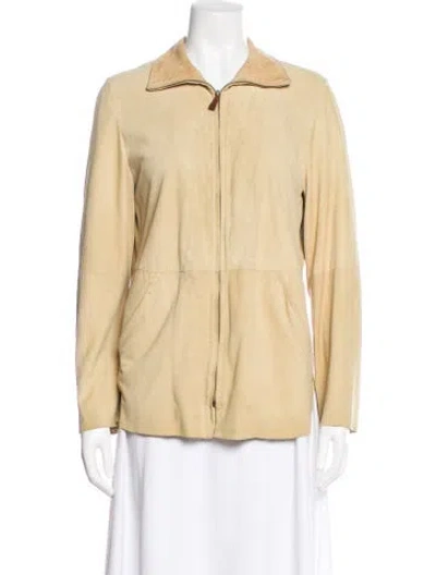 Pre-owned Max Mara Leather Jacket In Neutral