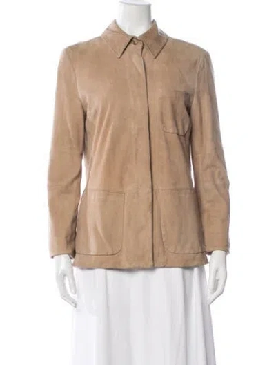 Pre-owned Max Mara Leather Jacket In Neutral