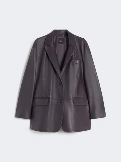 Max Mara Leather Jacket Woman Brown In Black
