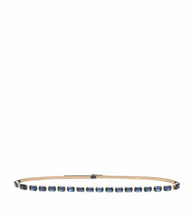 Max Mara Leather Jewelled Belt In Gold
