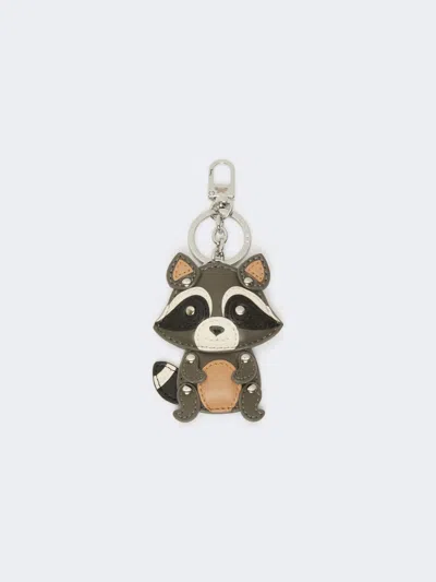 Max Mara Leather Keyring In Gray