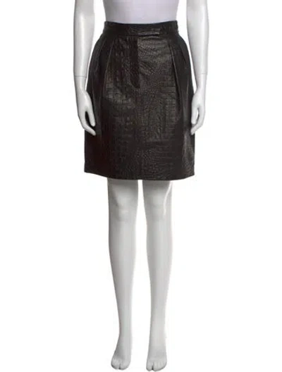 Pre-owned Max Mara Leather Knee-length Skirt In Black