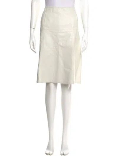 Pre-owned Max Mara Leather Knee-length Skirt In White