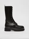 Max Mara Leather Lace-up Combat Boots In Black