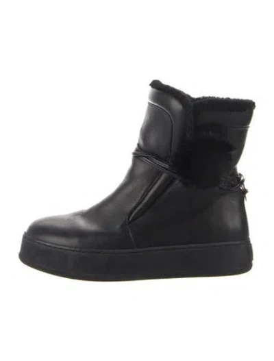 Pre-owned Max Mara Leather Lace-up Boots In Blue