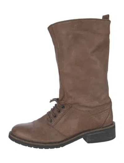 Pre-owned Max Mara Leather Lace-up Boots In Brown