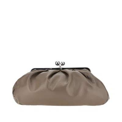 Max Mara Leather Large 'pasticcino' Bag In Grey