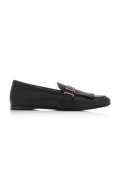 Max Mara Leather Loafers In Black