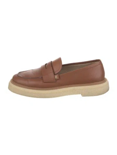Pre-owned Max Mara Leather Loafers In Brown