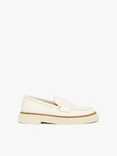 Max Mara Leather Loafers In White