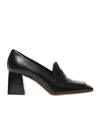 Max Mara Leather Loafers With Heel In Black