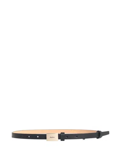 Max Mara Leather Logo-buckle Belt In Black