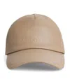 Max Mara Leather Logo Cap In Neutral