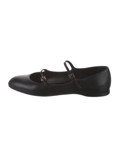 Pre-owned Max Mara Leather Mary Jane Flats In Black