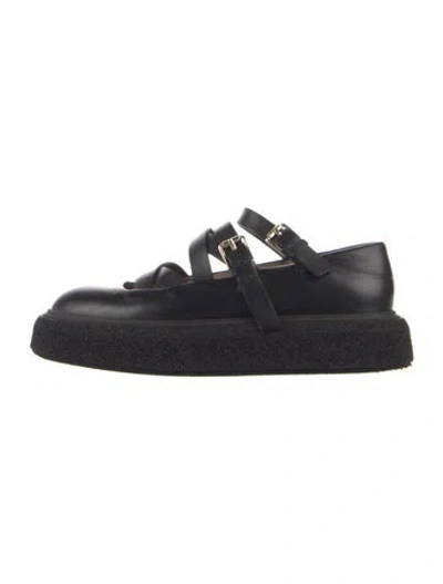 Pre-owned Max Mara Leather Mary Jane Flats In Blue