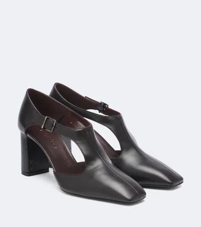 Max Mara Nappa Leather Cut-out Brogues In Black