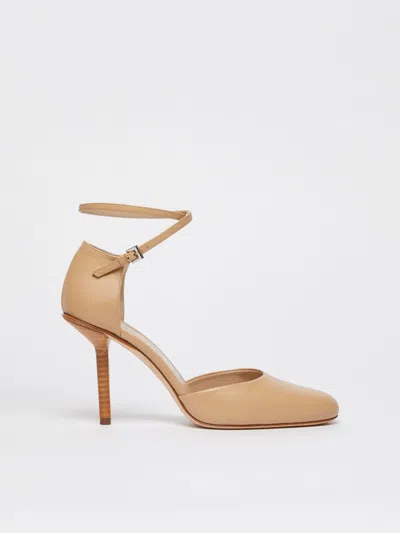 Max Mara Leather Mary Janes In Neutral