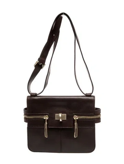 Pre-owned Max Mara Leather Messenger Bag In Brown