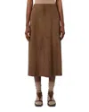 Max Mara Cipria Lambskin Suede Skirt In Brown
