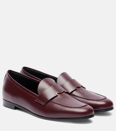 Max Mara Leather Mocassins In Burgundy