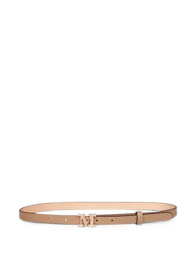 Max Mara Leather Monogram Belt In Brown