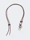 Max Mara Leather Monogram Strap With Pendant Detail In Brown