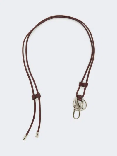 Max Mara Leather Monogram Strap With Pendant Detail In Burgundy