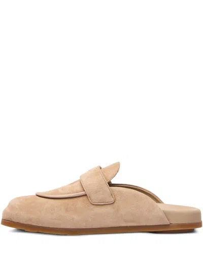 Max Mara Leather Mules In Neutral