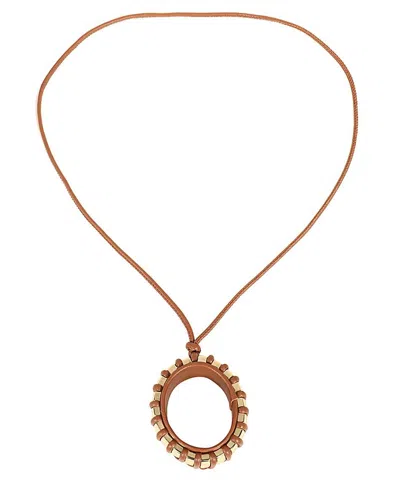 Max Mara Leather Necklace In Gold