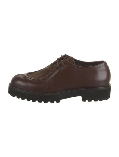 Pre-owned Max Mara Leather Oxfords In Brown