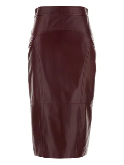 Max Mara Leather Panel Midi Skirt