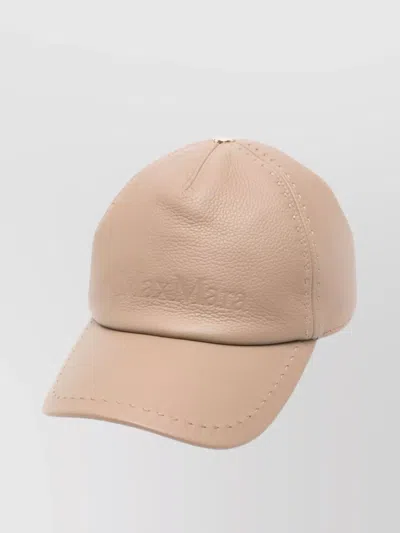 Max Mara Leather Panelled Baseball Hat With Curved Brim In Neutral