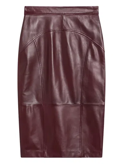 Max Mara Bordeaux Pencil Skirt In Nappa Leather In Burgundy