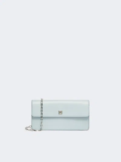 Max Mara Leather Phone Pouch In Blue