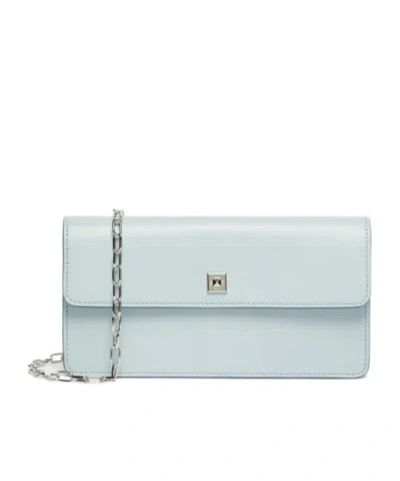 Max Mara Leather Phone Pouch In Blue