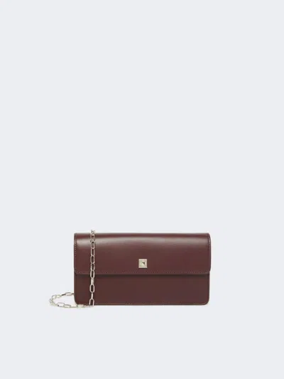 Max Mara Leather Phone Pouch In Burgundy