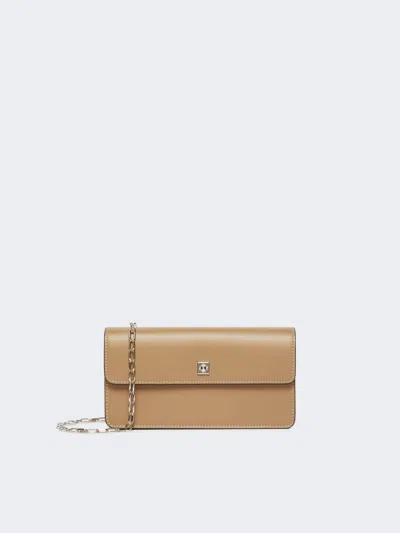 Max Mara Leather Phone Pouch In Mud