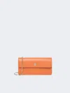 Max Mara Leather Phone Pouch In Orange