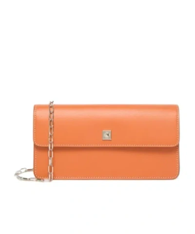 Max Mara Leather Phone Pouch In Orange