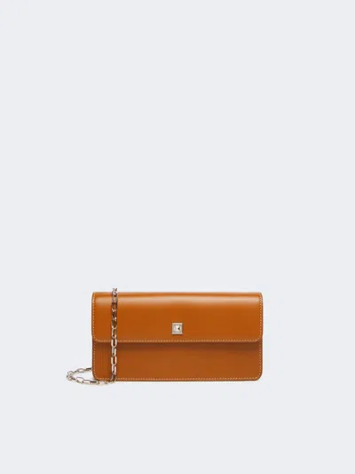 Max Mara Leather Phone Pouch In Rust