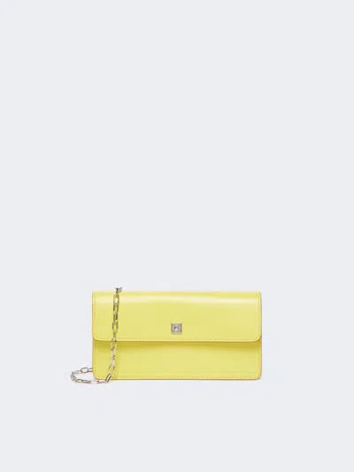 Max Mara Leather Phone Pouch In Yellow