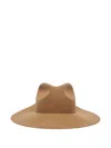 Max Mara Leather-plaque Felt Hat In Brown