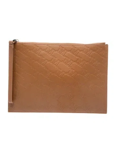 Pre-owned Max Mara Leather Portfolio W/ Tags In Brown