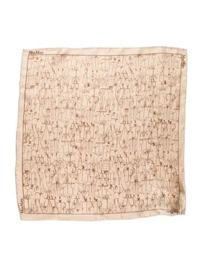 Pre-owned Max Mara Leather Printed Scarf W/ Tags In Neutral