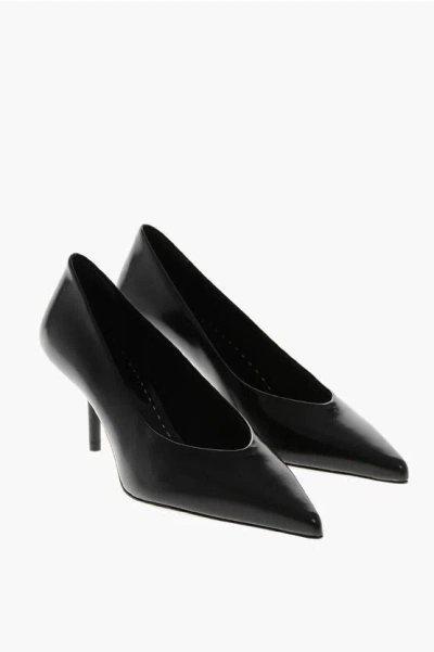 Max Mara Leather Pumps With Point Toe And Heel 7,5cm In Black