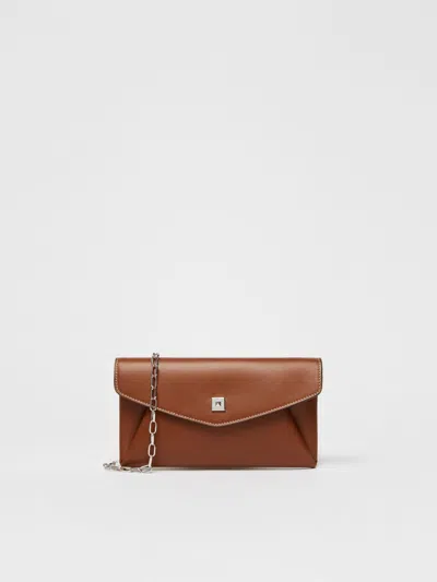 Max Mara Leather Purse Pouch In Brown