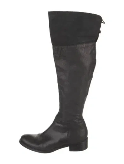 Pre-owned Max Mara Leather Riding Boots In Black