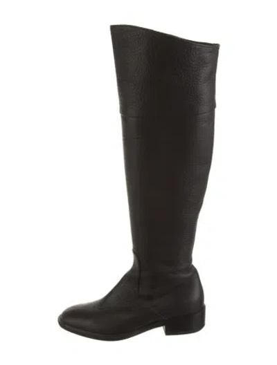 Pre-owned Max Mara Leather Riding Boots In Black